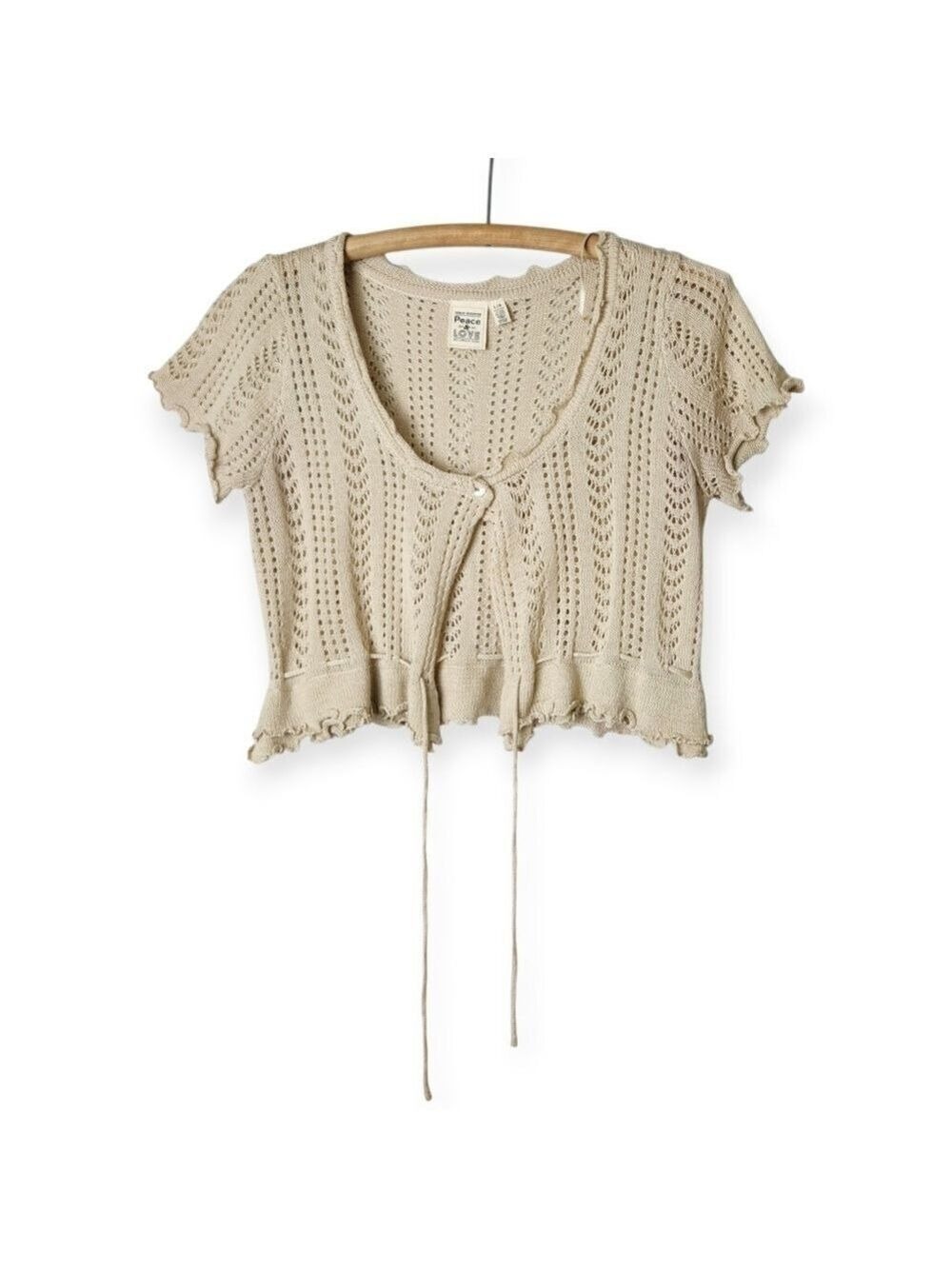 Urban Behavior Short Sleeve Knit Cardigan Boho Sweater Large